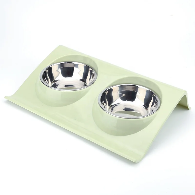 

Stainless steel bowl for pet slope plastic non-slip dog bowl splash-proof cat feeder cat bowl food basin dog water feeder