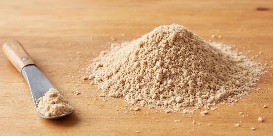 Close-up of shiitake powder used as seasoning on vegetables