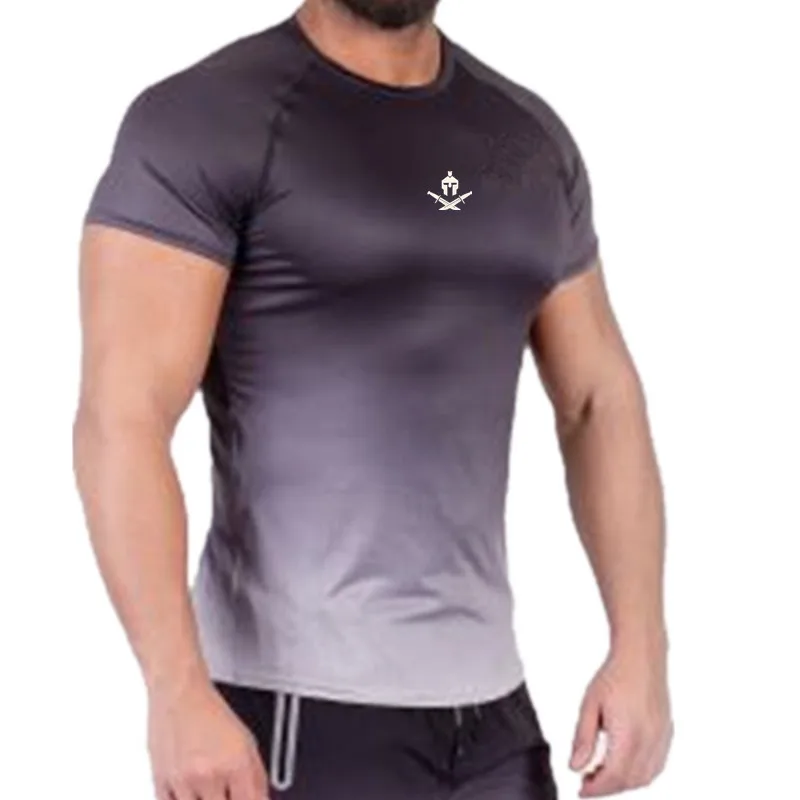 

2021 new mens T shirt summer fade training fitness running high quality short sleeve t shirt Customizable LOGO