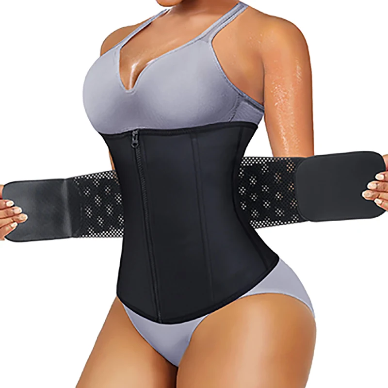 

Custom waist trainer slim waist back support stomach belt weightloss neoprene sauna sweat waist trimmer, Black