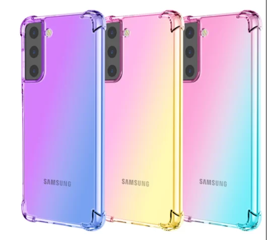 

Gradient Half Transparent Shockproof Case For Samsung Galaxy S22 Plus Ultra Airbag Corners Soft TPU Silicone Back Cover Case, As picture shows