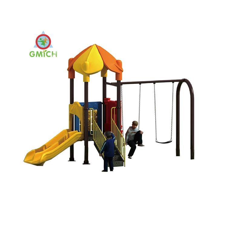 

Kids slide and swing play ground outdoor backyard playground equipment patio swing for sale JMQ-18158C, Colorful