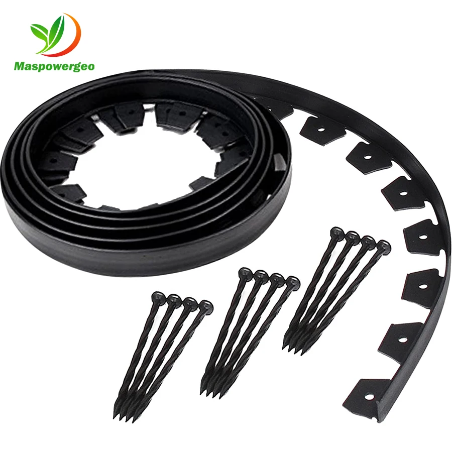 

14cm plastic landscape edging kit for garden ornament, Green / black