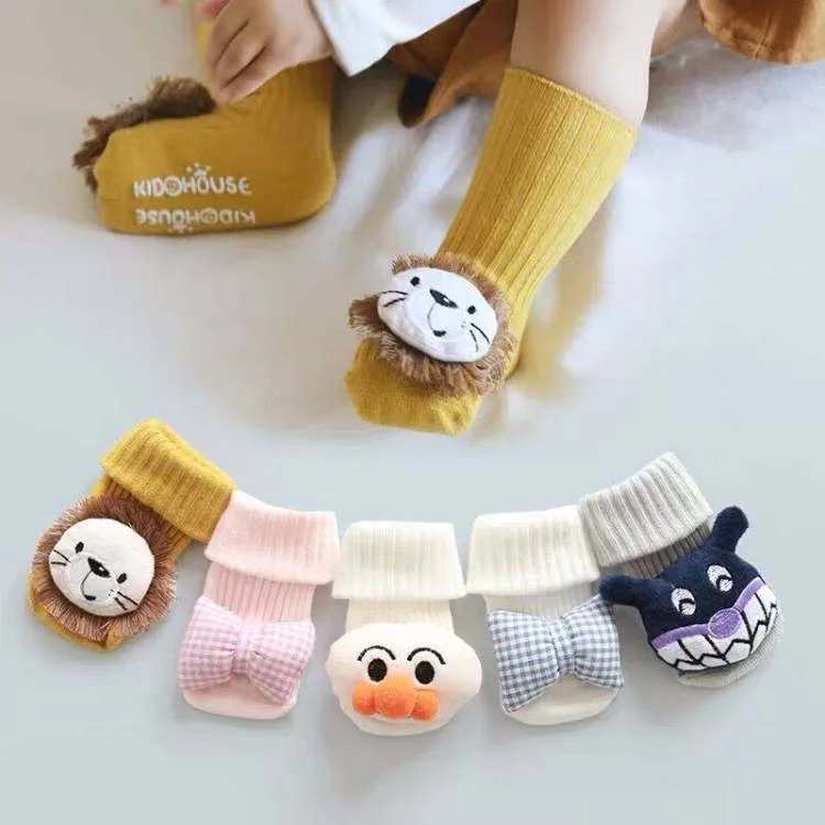 

Toddler soft slipper shoes floor anti slip socks 3d toy baby socks cute cotton