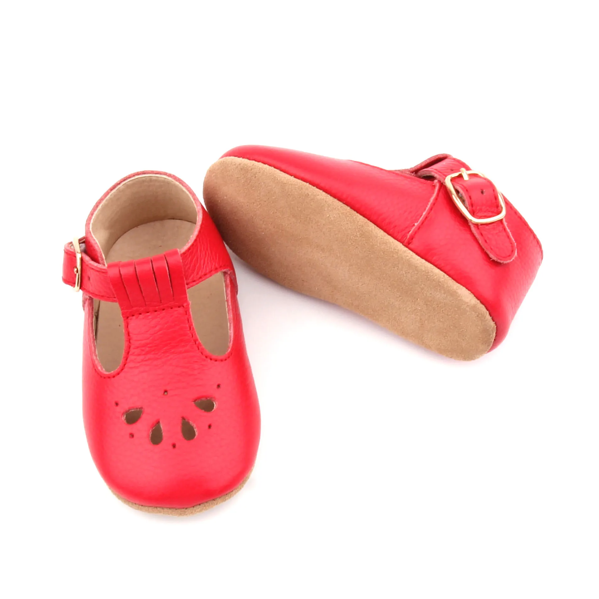 

Boys soft sole leather shoes baby genuine leather running shoes for kids, Red