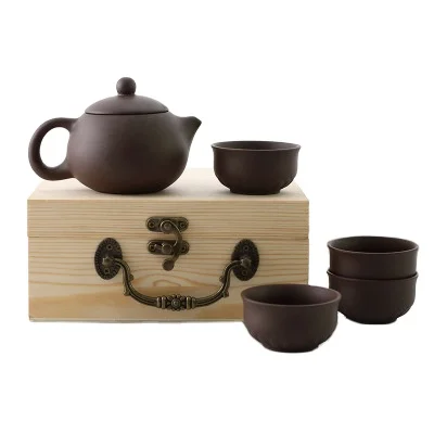 

Yixing purple sand tea set, original ore purple sand pot,