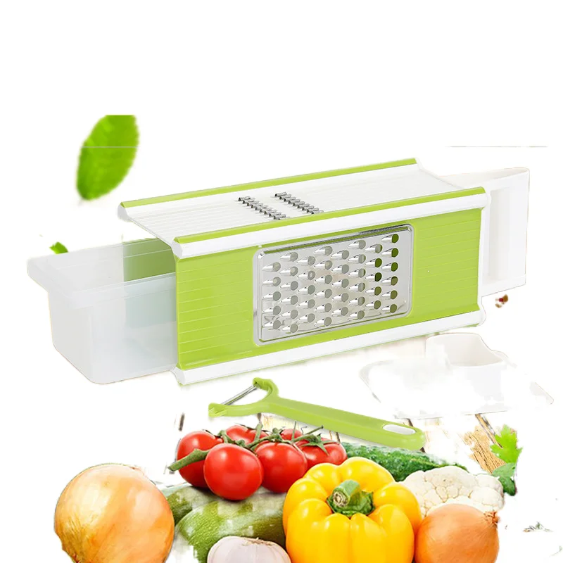 

Five-in-one Multi-function Kitchen Wire Cutter Square Plough And Vegetable Cutter, Green
