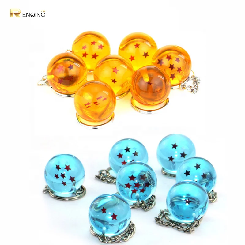 

Hot Anime Blue Yellow Acrylic Ball Key Chain Seven Star Ball Keychains