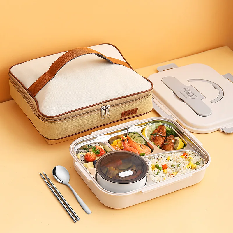 

316 Stainless Steel Insulated Lunch Box Portable Handle Office Lunch Box Student Microwaveable Japanese Style Lunch Bento Box