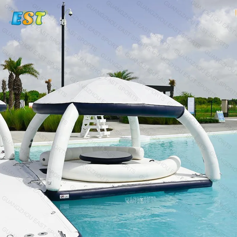 

Sport Inflatable Floating Dock Water dock swim platform For Water Game, Grey, white, teak brown/black,