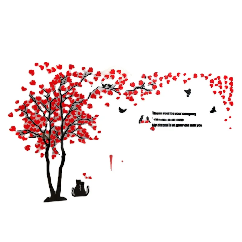 

Acrylic Green Tree Wall Stickers Bedroom TV Background Wall Stickers 3D Self Adhesive Acrylic Streo Wall Stickers, Mixed colors