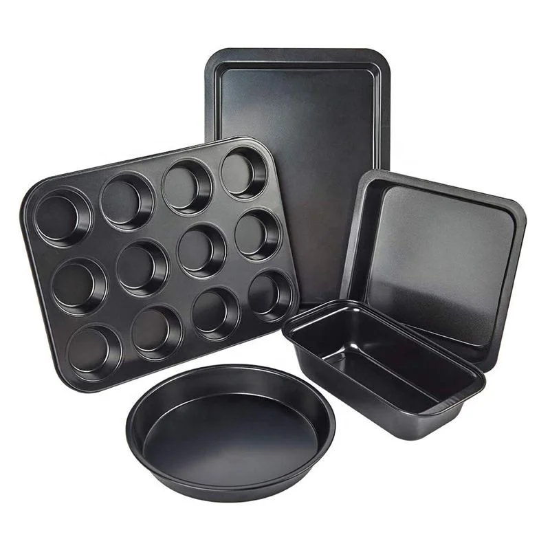 

Baking Sheet 5 Pcs Nonstick Bakeware Set, Black