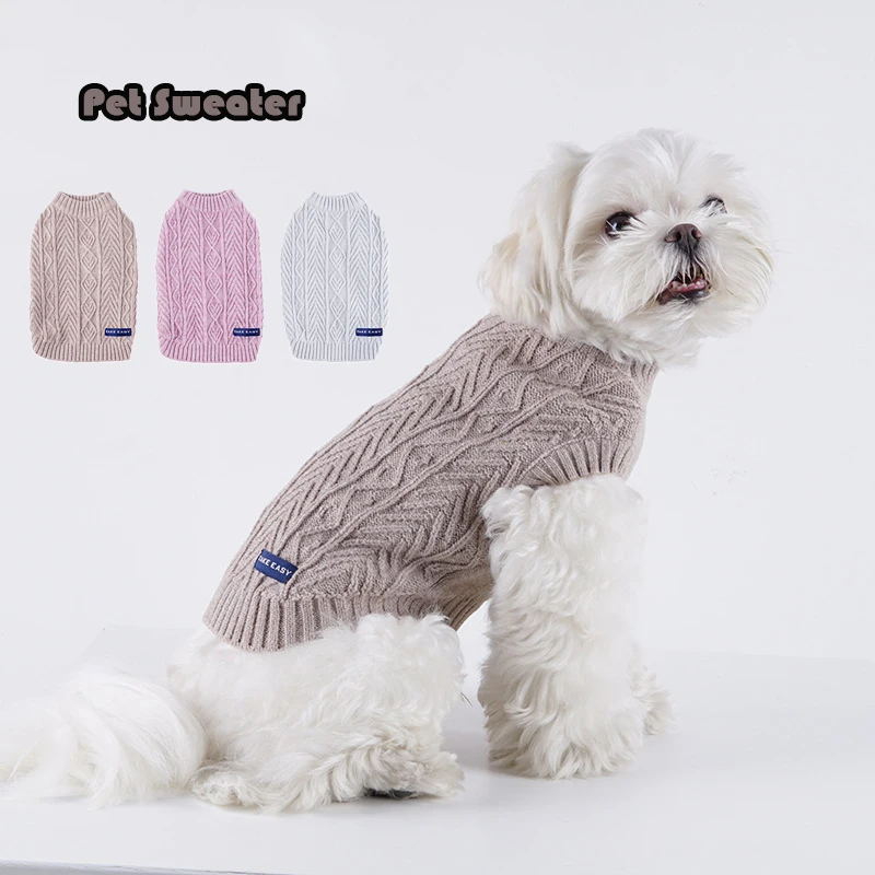 

Bunny CW04 Autumn winter 2022 new cute pet apparel teddy Pomeranian dog cat pet clothes sweater, Purple/grey/khaki