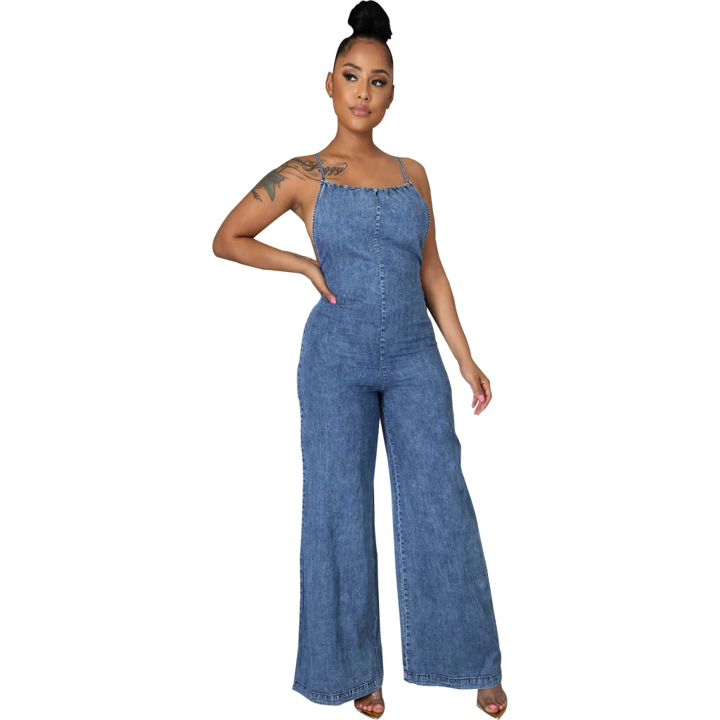 

ladies casual night club suspender womens denim jeans jumpsuit pants