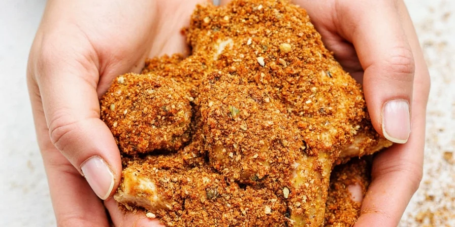 Chef smiling after tasting seasoned chicken
