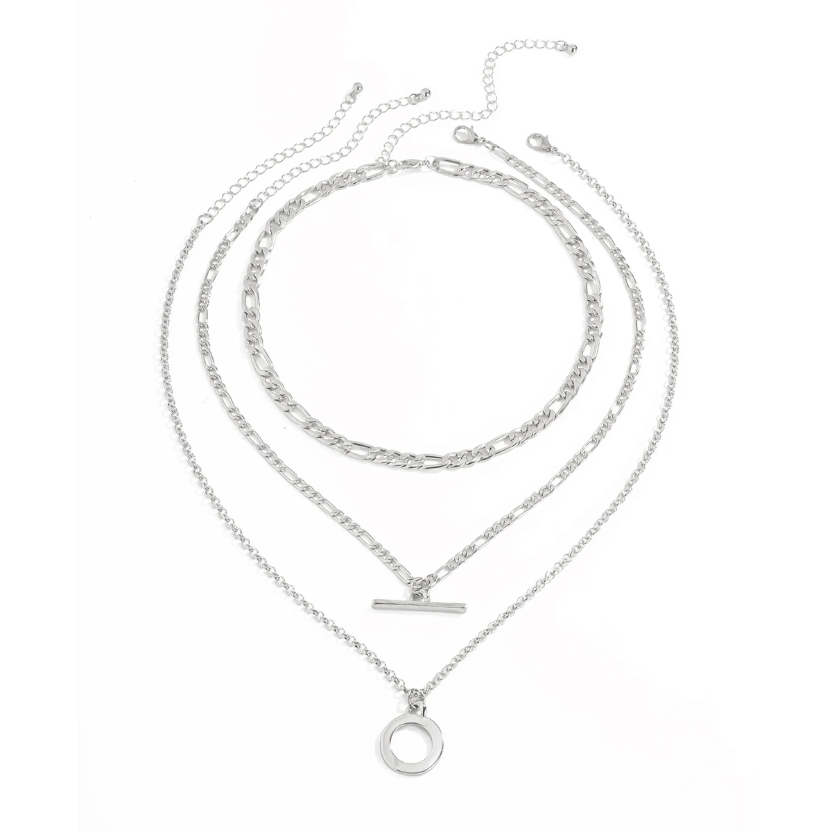 

Simple and versatile geometric ring metal necklace women