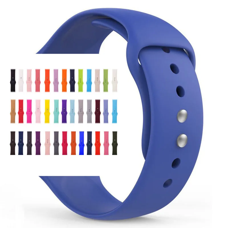 

Direct Factory Supply High Quality Good Feeling Silicone Band For Apple iwatch 1 2 3 4 5 6, 50+ colors to choose or customized