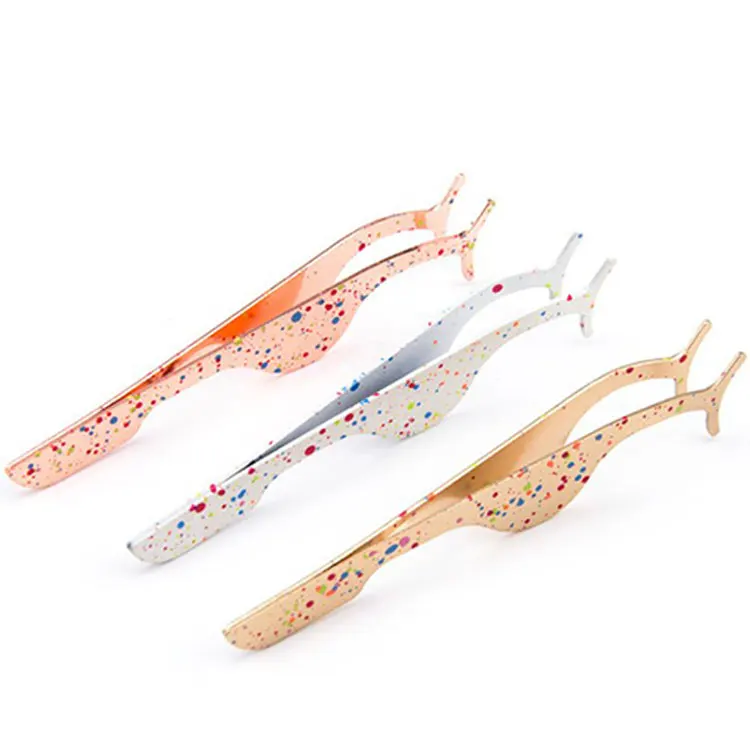 

Colorful Private Label Makeup Tools False Eyelash Tweezers, Stainless Steel Eyelash Extension Tweezers, Black, white,green, blue, yellow, orange, rose gold,silver