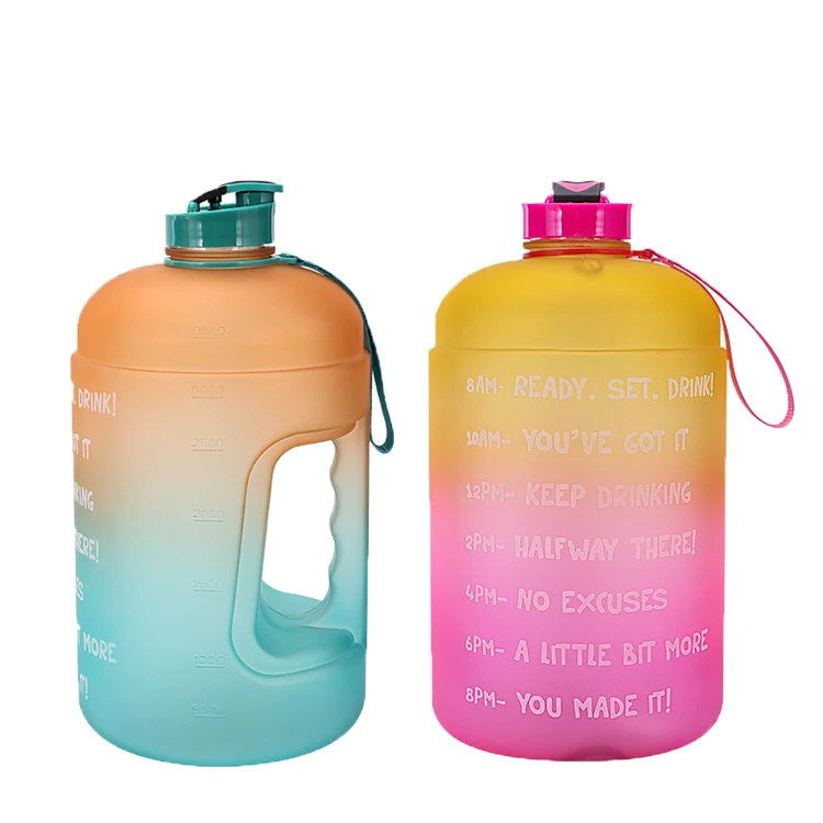 

hot sellers gallon 3.78L Large Capacity motivational Water Bottle PETG Plastic Time Marker Fitness for GYM custom packing, Customized color