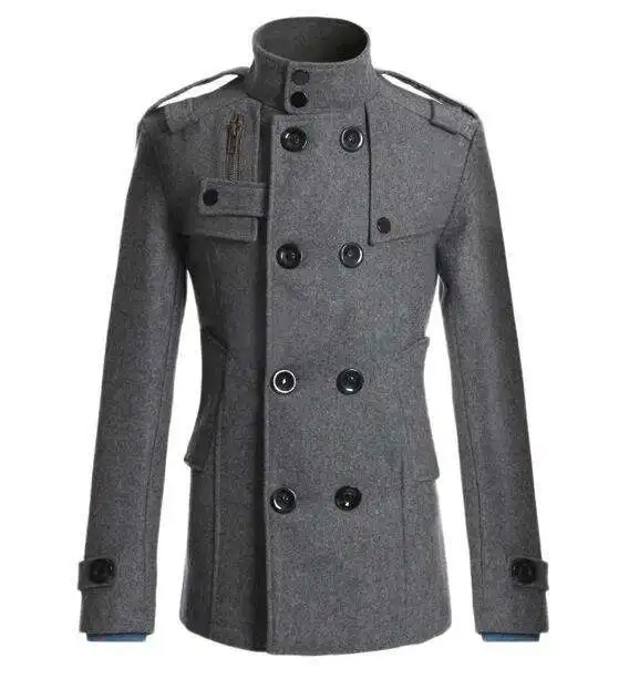 

Wholesale foreign trade new men's woolen coat Slim mid-length coat autumn and winter clothes men's clothing, Black, gray, khaki, navy