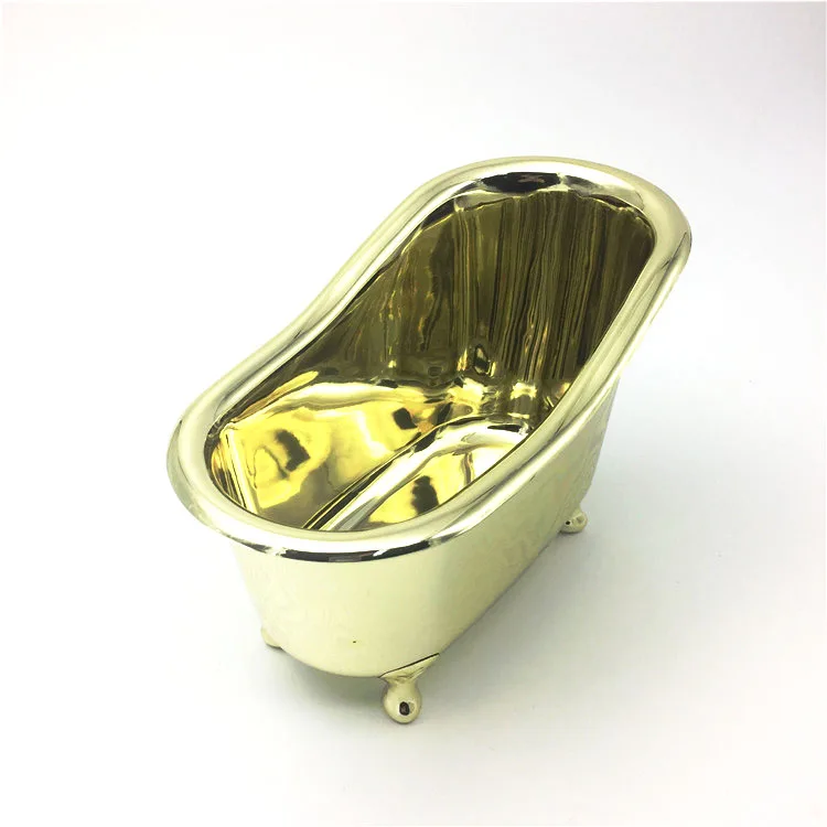 

shiny gold middle plastic mini bathtub, plastic tub shape container