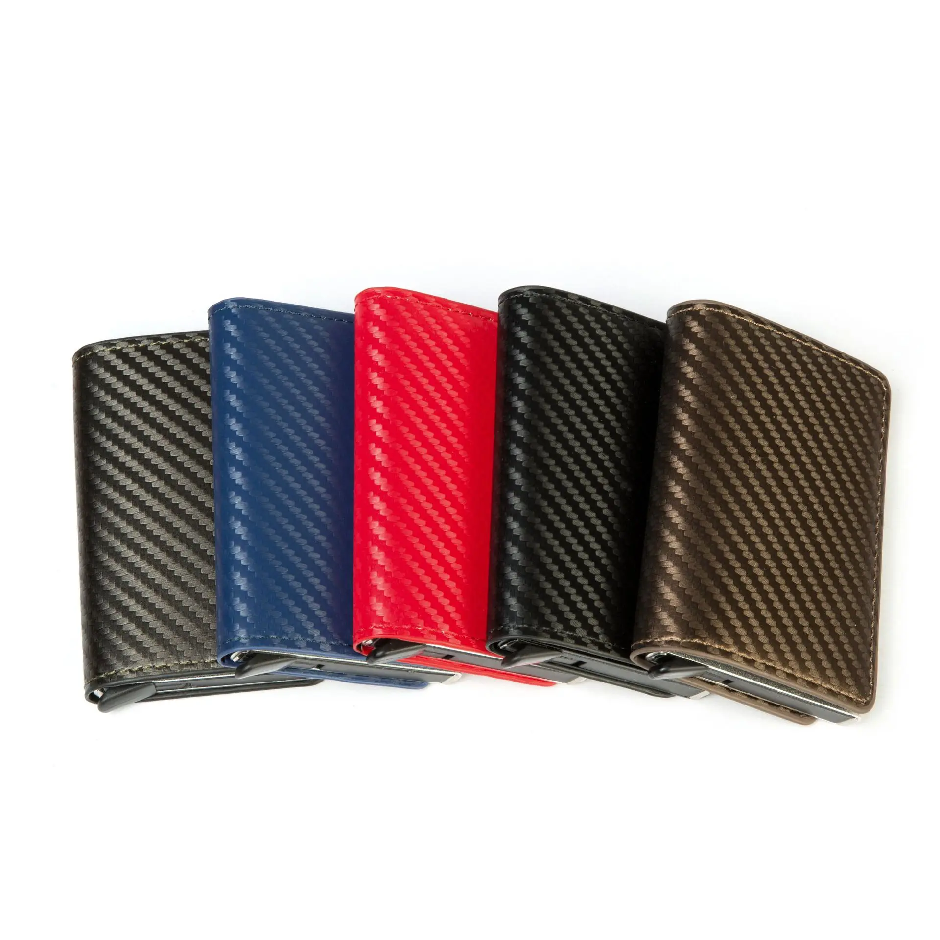 

Fashion Carbon Fiber Cardholder Pop Up Slim Pu Leather Money Clip Card Case Wallet RFID, Customized