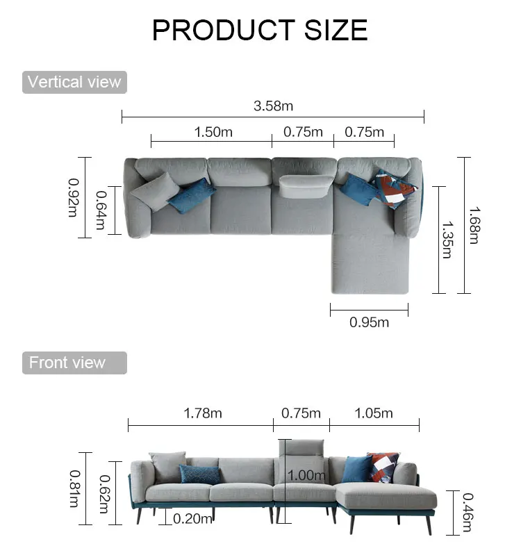 Modern Home Furniture Fabric Sectional Couch Living Room Sofas