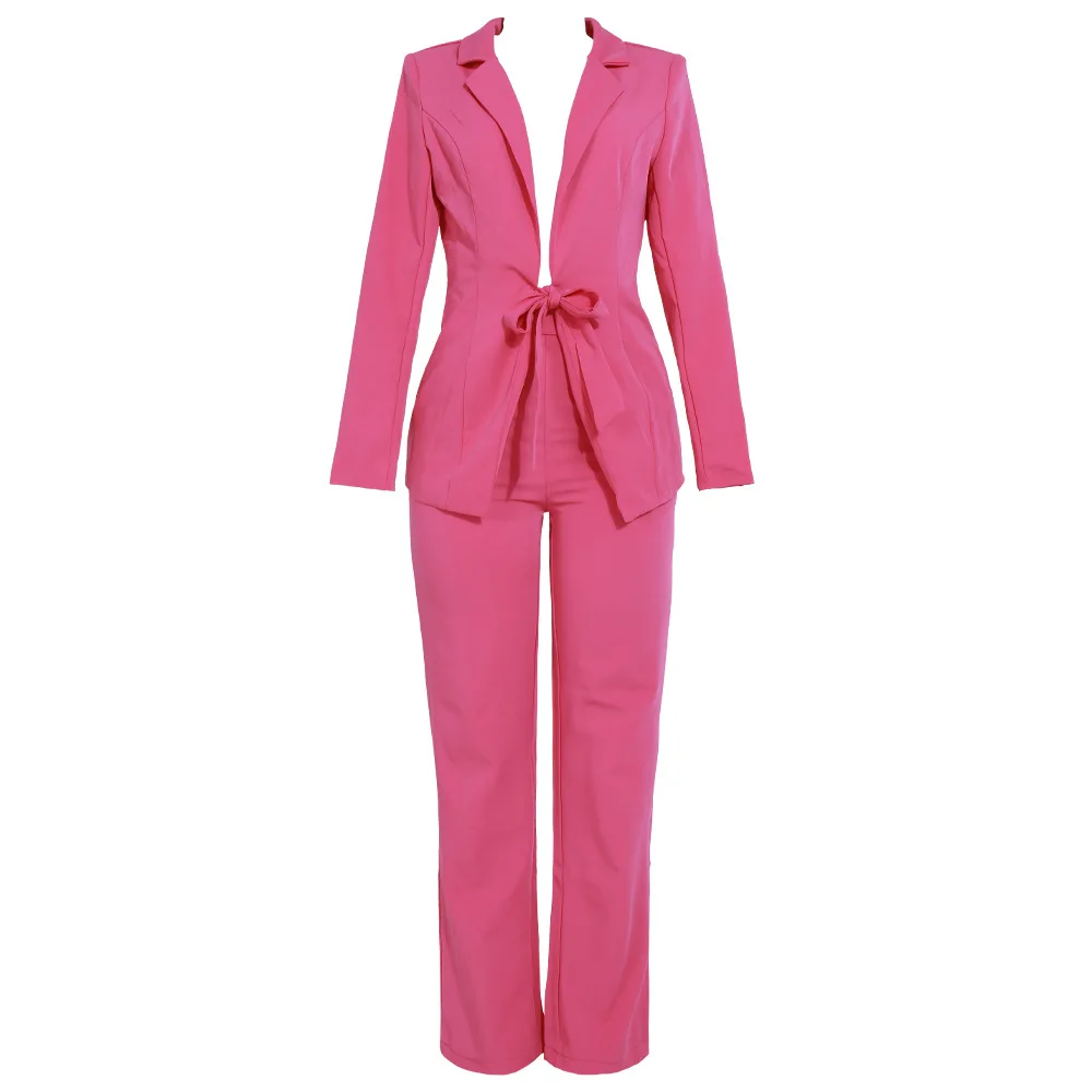 

HIGH QUALITY Newest 2019 Designer Suit Set Women's Shawl Collar Blazer with wide leg trouser Suit, Customized color