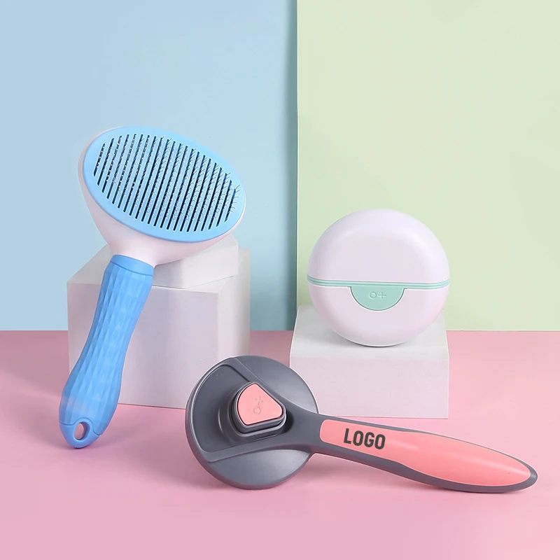 

Pet supplies self cleaning stainless steel needle comb brush washable remover massage grooming tool