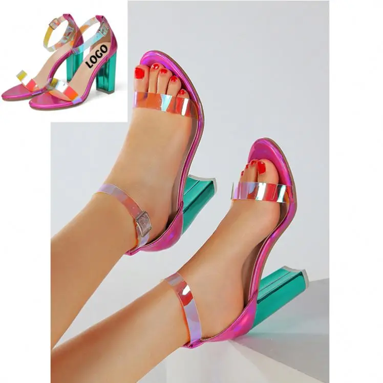

Free Shipping Women High Heel Summer Women Chunky High Heel Sandals Colorful Sandals Heels, Requirement