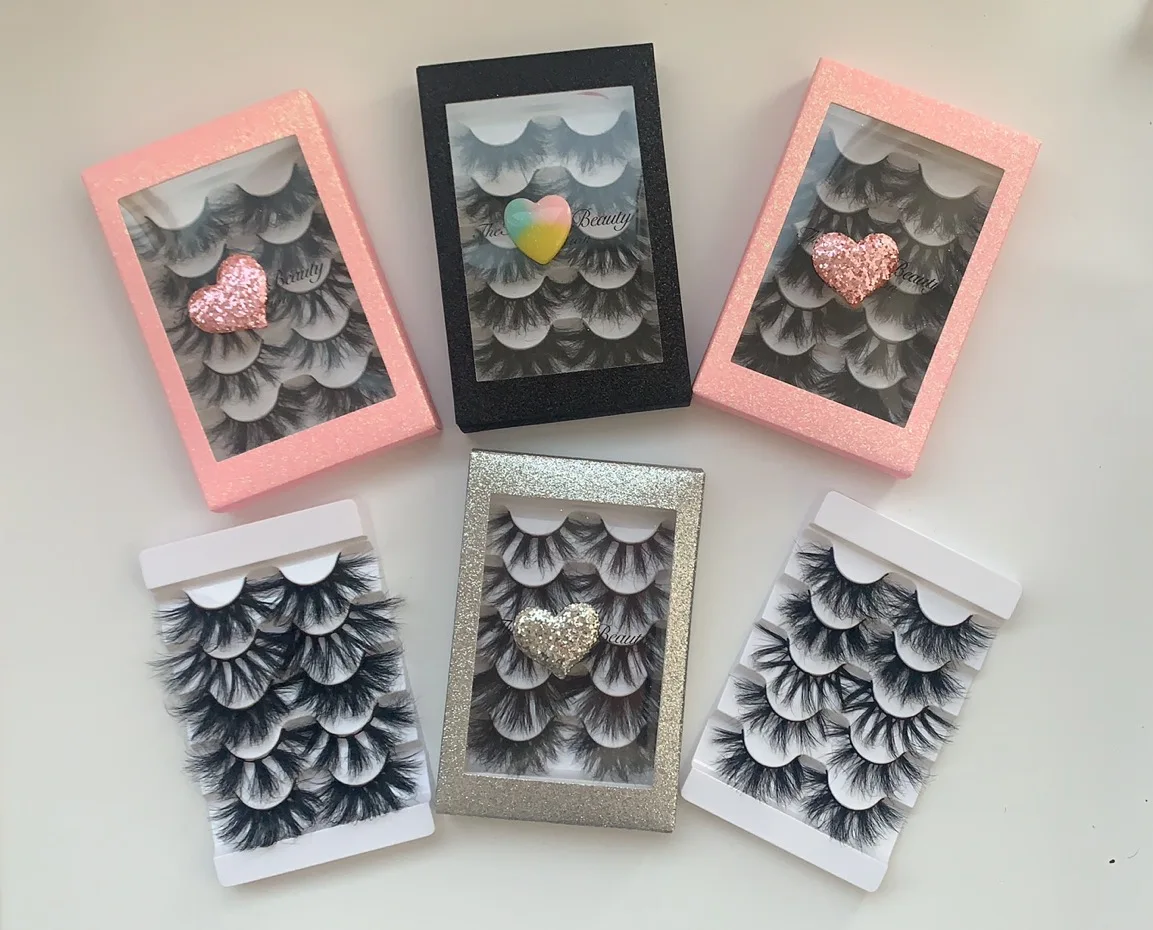 

private label eyelash boxes 25mm 3d mink eyelashes vendor 5 pair lash boxes, Colorful