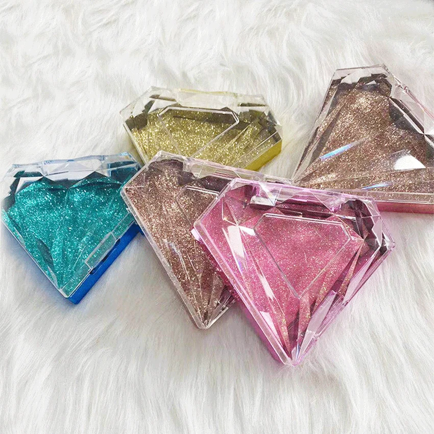 

empty clear diamond eyelash box packaging lash cases eyelashes custom packaging box with custom private label