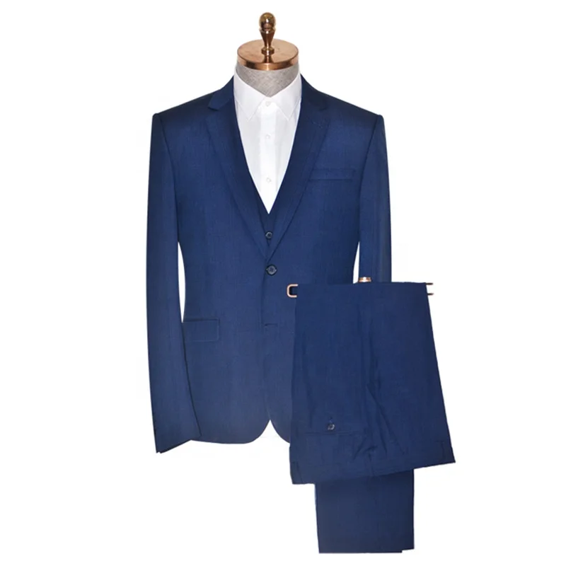

Factory Price wholesale slim fit blue three piece suits for men italian elegant man coat full body suit, Blue plaid