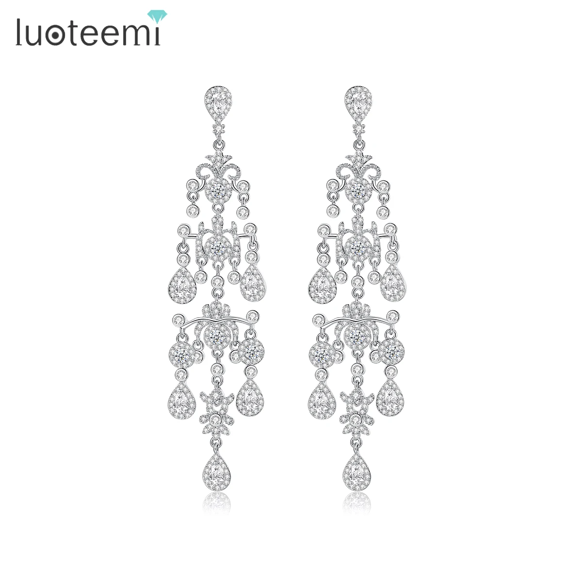 

LUOTEEMI Woman Earring Lady Fashion Large Big Zircon New Jewellery Cubic Zirconia Luxury Wedding Earings