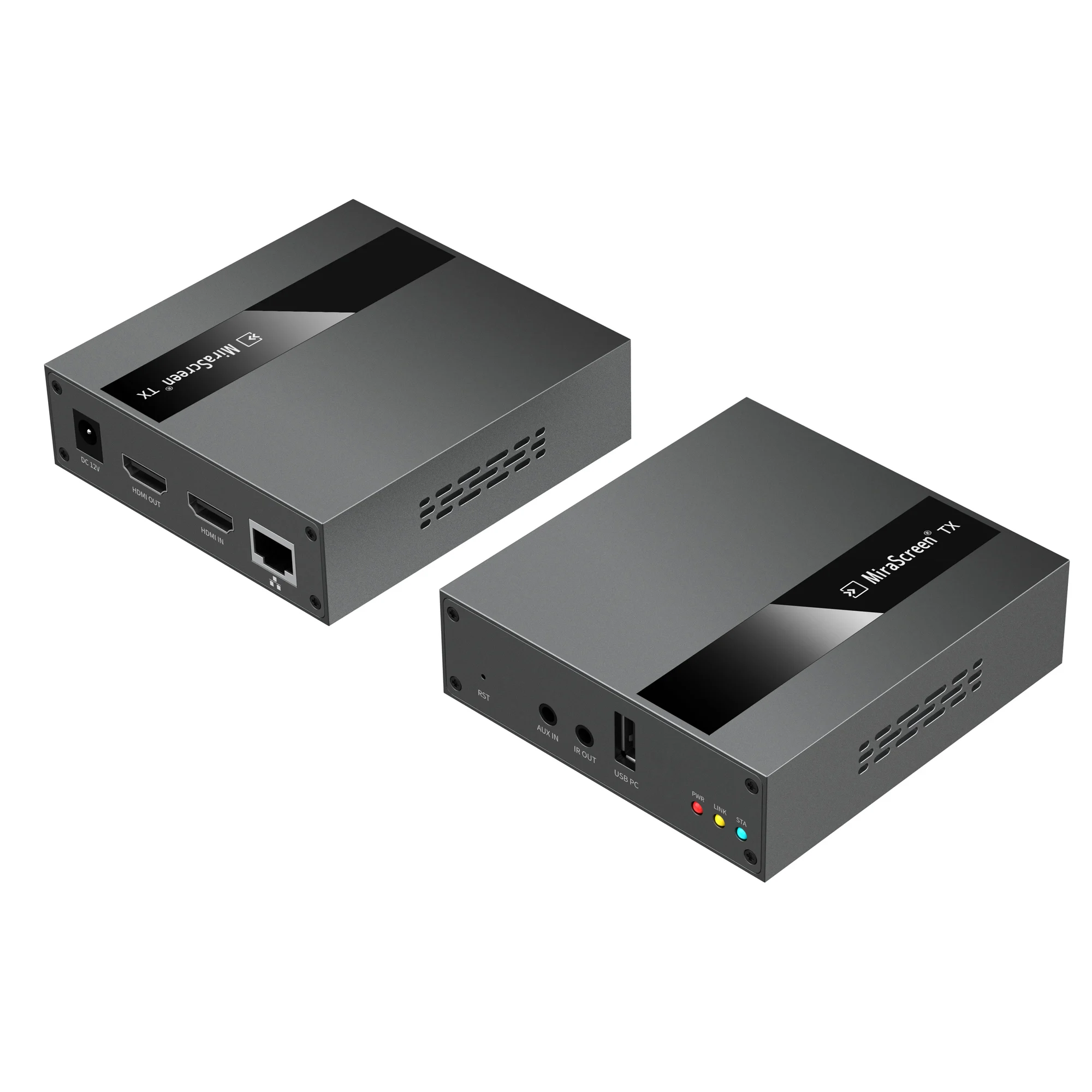 

Mirascreen R14 signal transmission via CAT 5e/6 250m HDMI KVM extender over IP with IR, Space grey