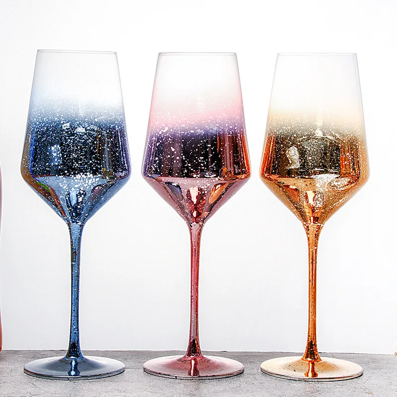 

High Quality INS Red Wine Glasses Bling Starry Champagne Goblet Glass, Transparent