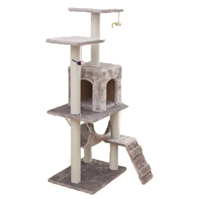 

Wall Mounted Scratching Large Wood Climbing Floor To Ceiling Cat Tree Tower, 7colors +customized