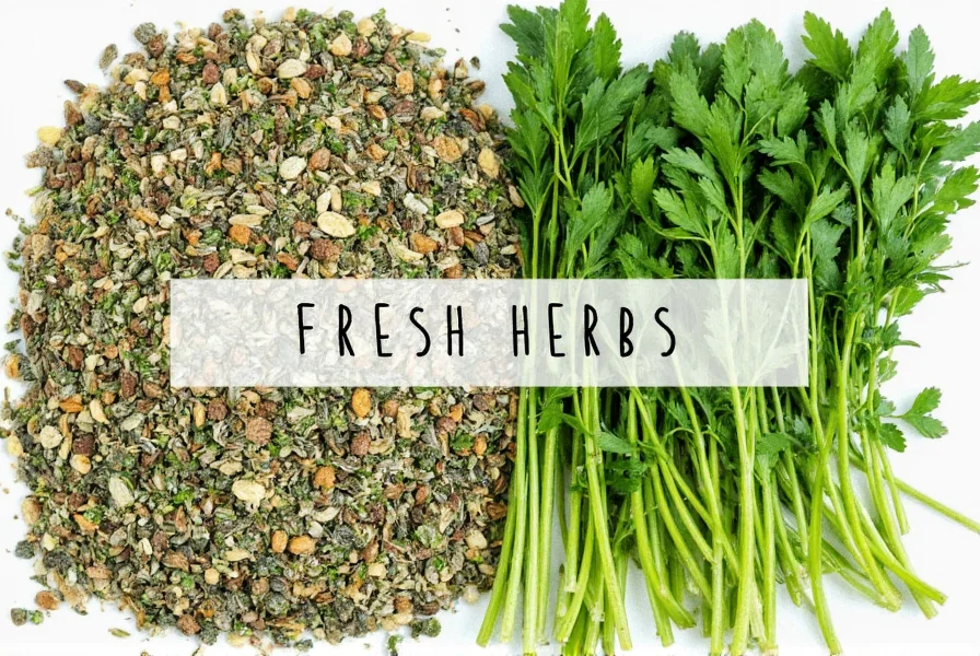 Hands holding fresh and dried herbs together