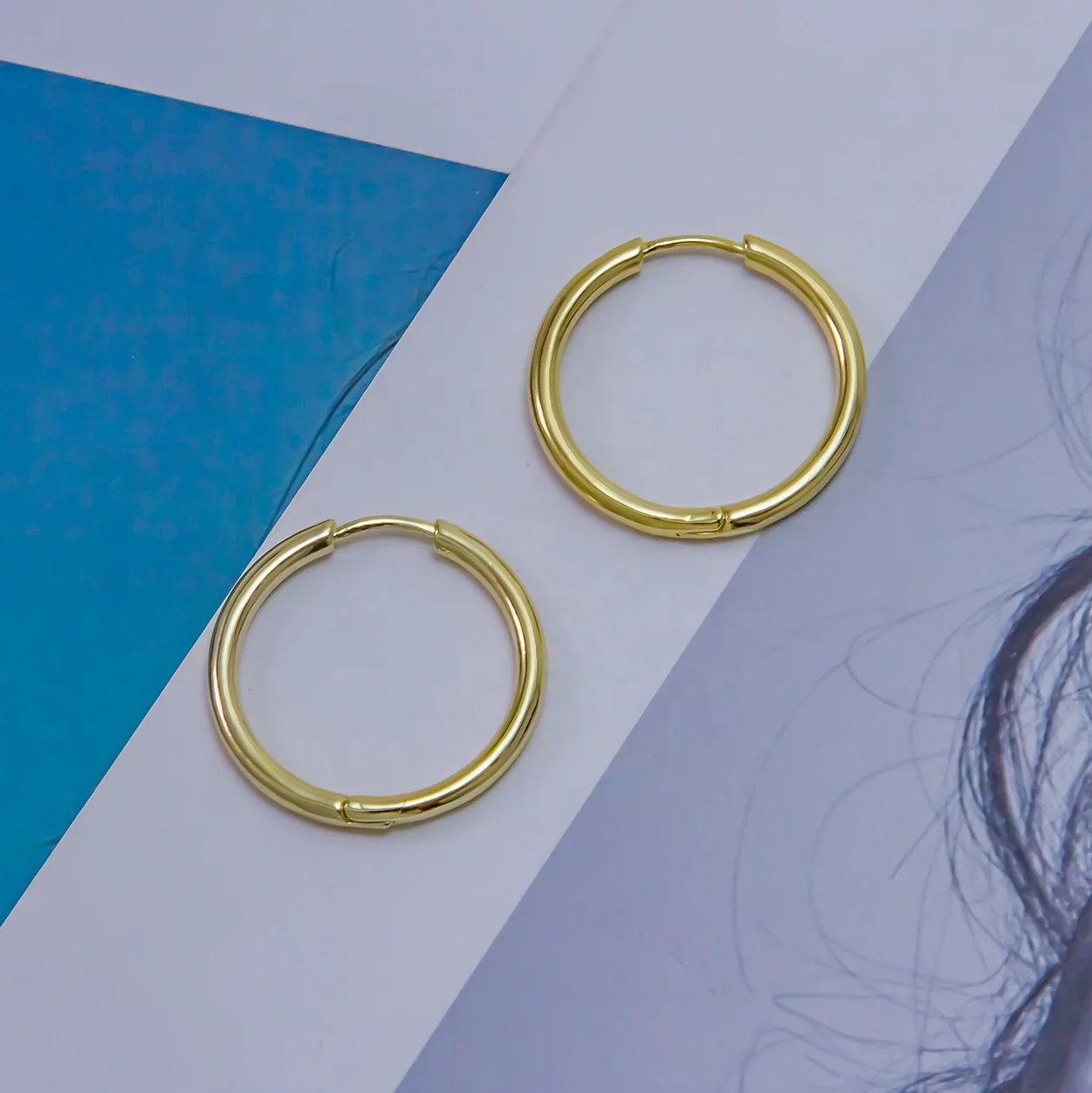 

E9074 18K Gold Plated Classic Circle Small Hoop Earrings 925 Silver Needle Fashion Jewelry For Women, Yellow & silver