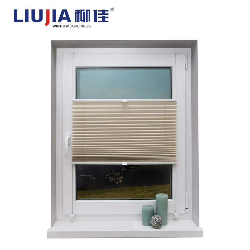 

Pleated Plissee ohne Bohren mit Klemmtrager easy fix no drilling lace window plisse blinds for door, Customer's request