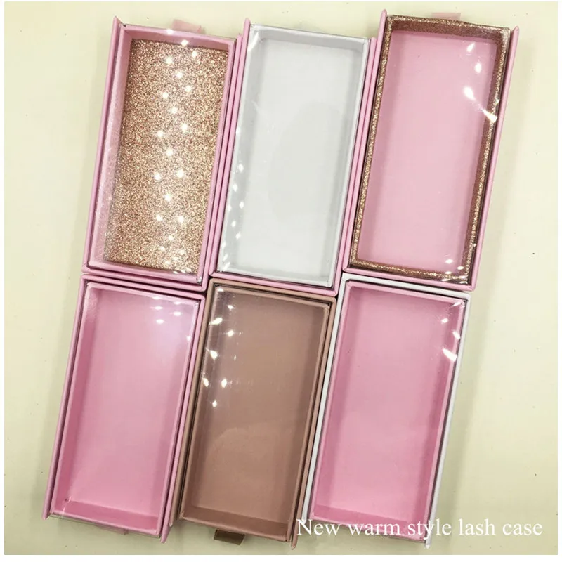 

EP198 Private Label Pink Beige Eyelash Box Empty Eyelash Packaging Box Lash Boxes With Tray, Pink , yellow, blue and so on custom color