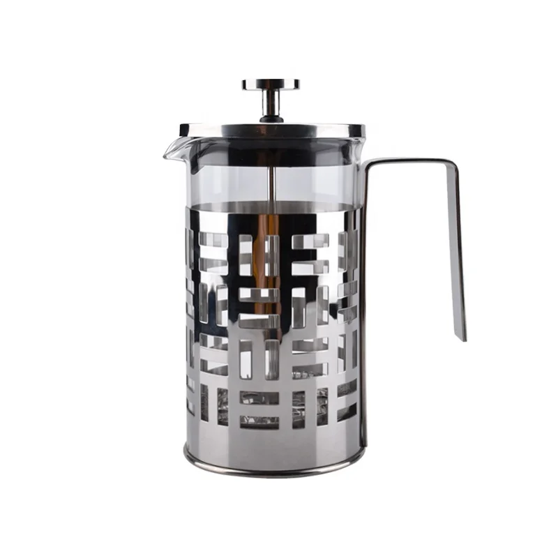 

Wholesale Hot Sale Glass Coffee Pot Hand Brewing Set Coffee Filter Home French Coffee Press, Silver