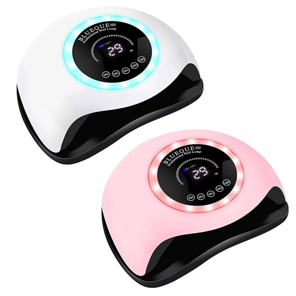 

V6 168W UV Lamp Sensing Nail Dryer Pro LED Hybrid Lamp Fast Curing Gel Nail Polish Dryer 42 LEDs Manicure Lamp Nail Art Tools, White pink