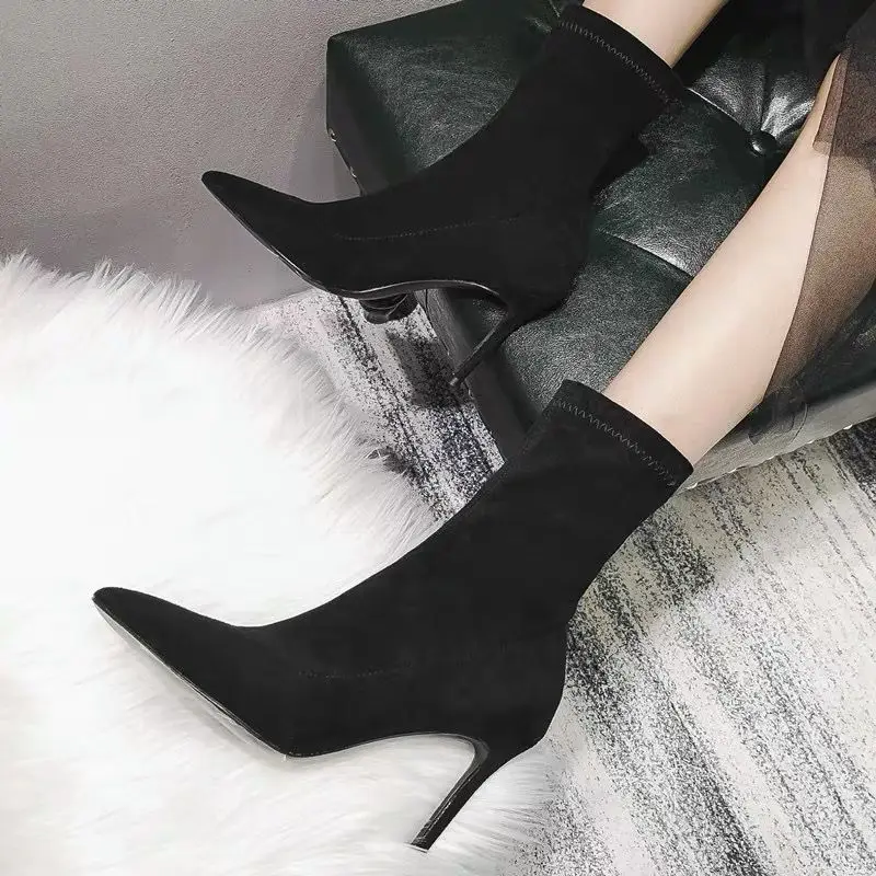 

Hot Sales Stiletto Heel Pointed Toe Slip-On women boots heels sexy ladies fashion boots women women boots
