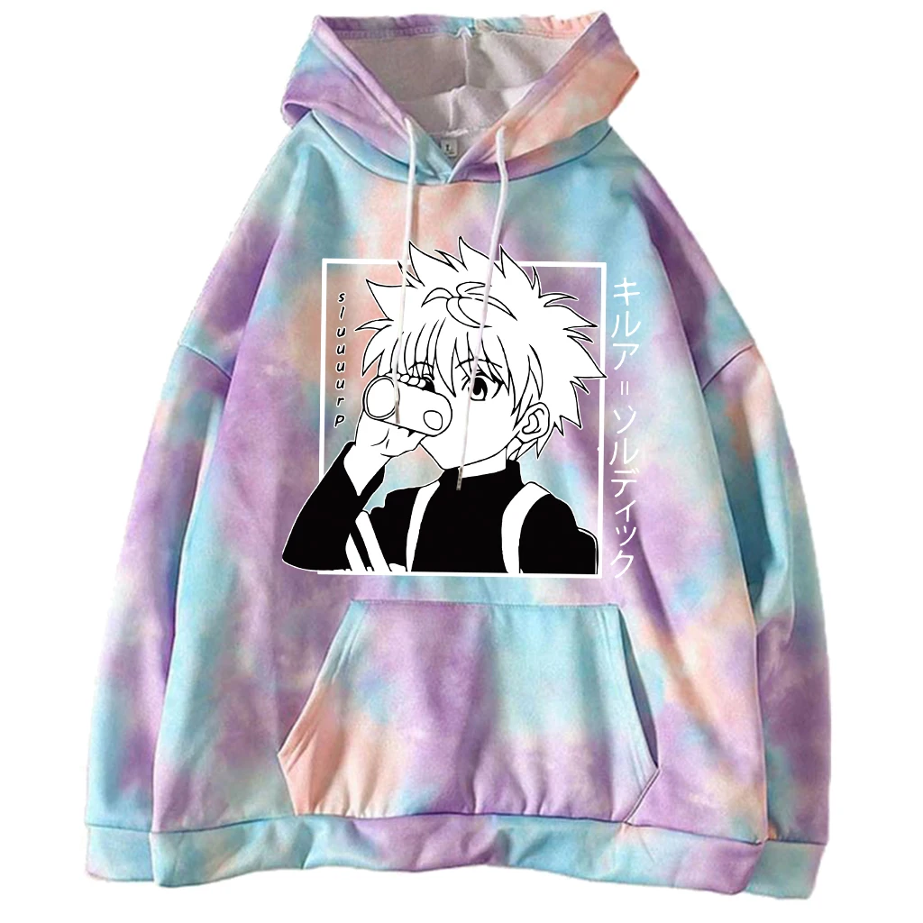 

2021 Japanese Anime Funny Killua Eyes Killua HxH Hoodies Hunter X Hunter Tie-dye Sweatshirts Streetwear Clothes