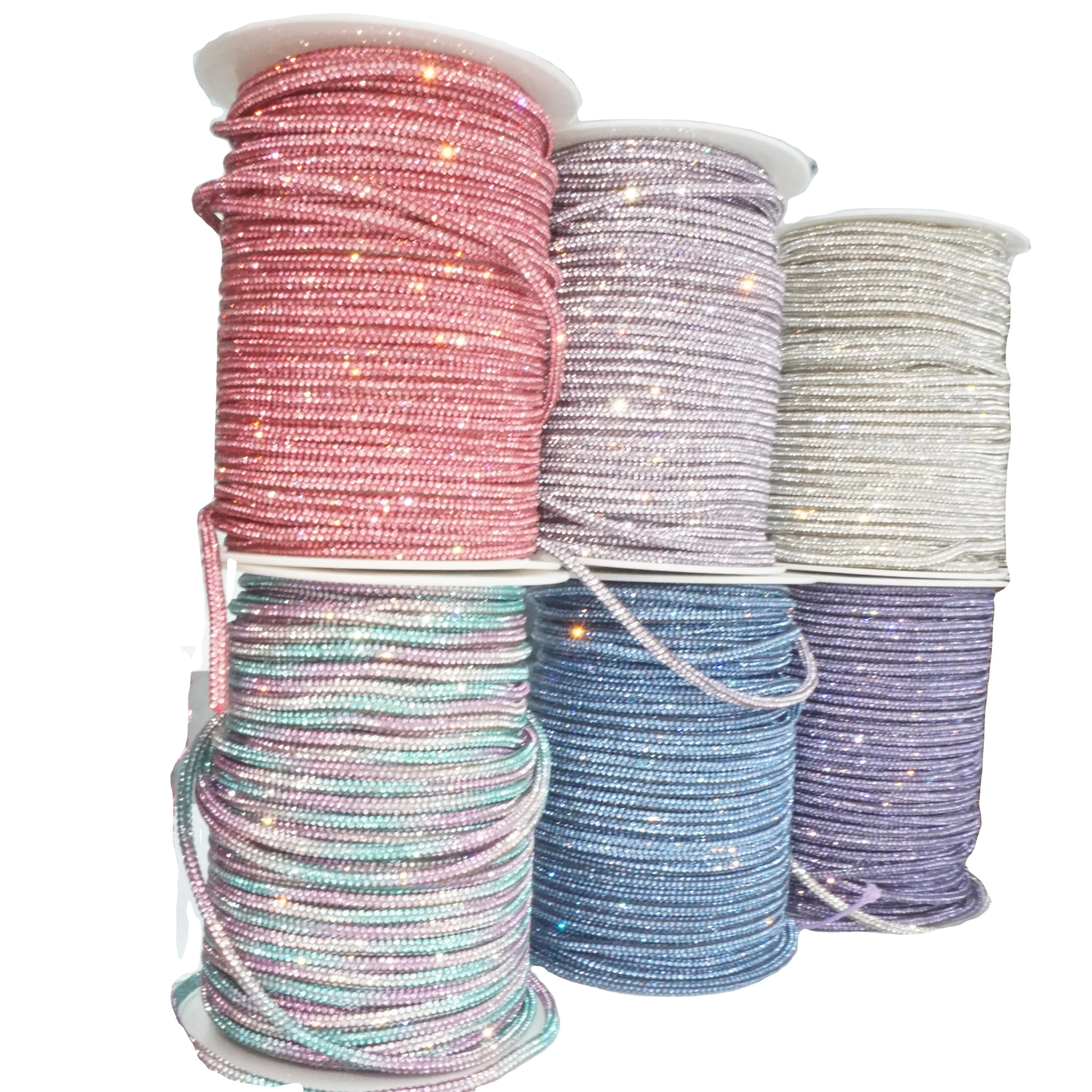 4mm 6-Row Fade-Resistant Rhinestone Rope with Glass Rhinestones for Garment Decoration Trimmings