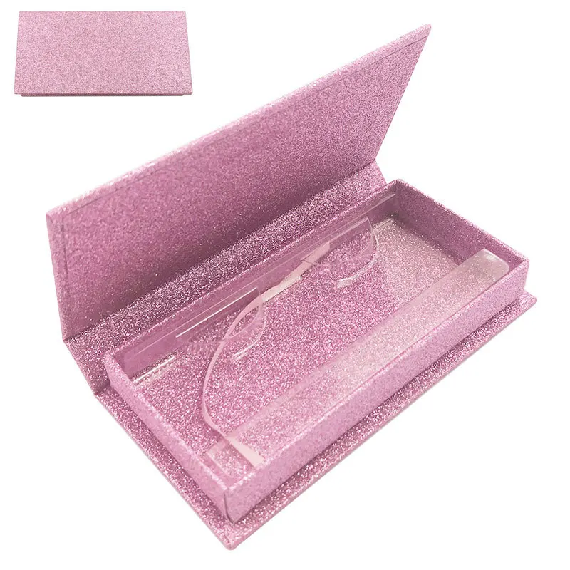 

Empty unique custom lash packaging rose gold pink glitter eyelash packaging box