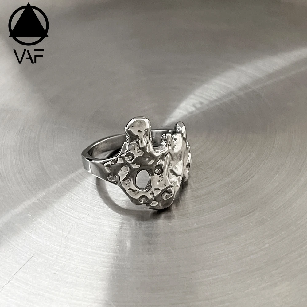 VAF Unique Design Irregular Liquified Ring Bumpy Anillo De Licuefaccion Irregular De Diseno Unico Desigual Stainless Steel Ring