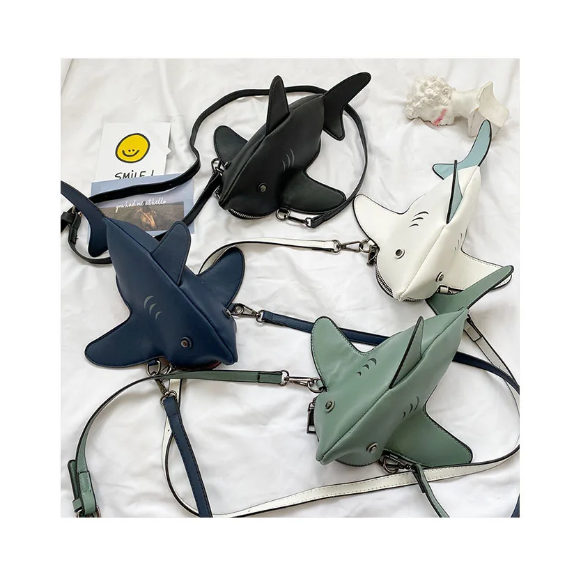 

2020 Creative Shark Animal Handbag For Women Luxury Color Contrast Cartoon Bag Individual Ladies PU Leather Shoulder Bags Bolsa