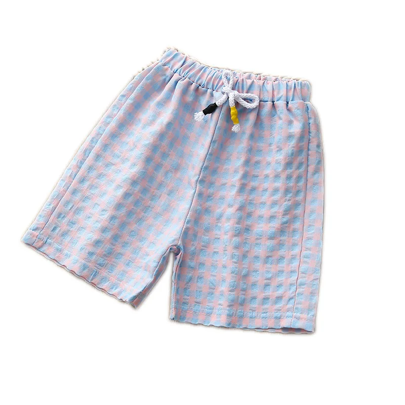 

New plaid children's outer wear shorts kids summer boys and girls loose shorts pants baby beach shorts